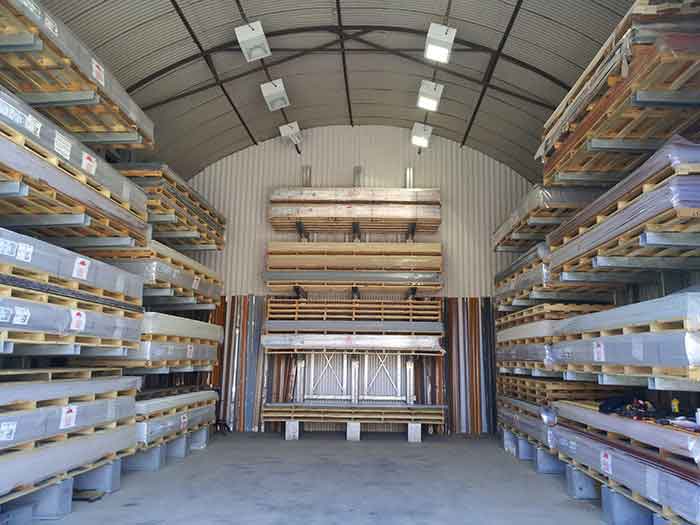 Inside our weatherboard warehouse